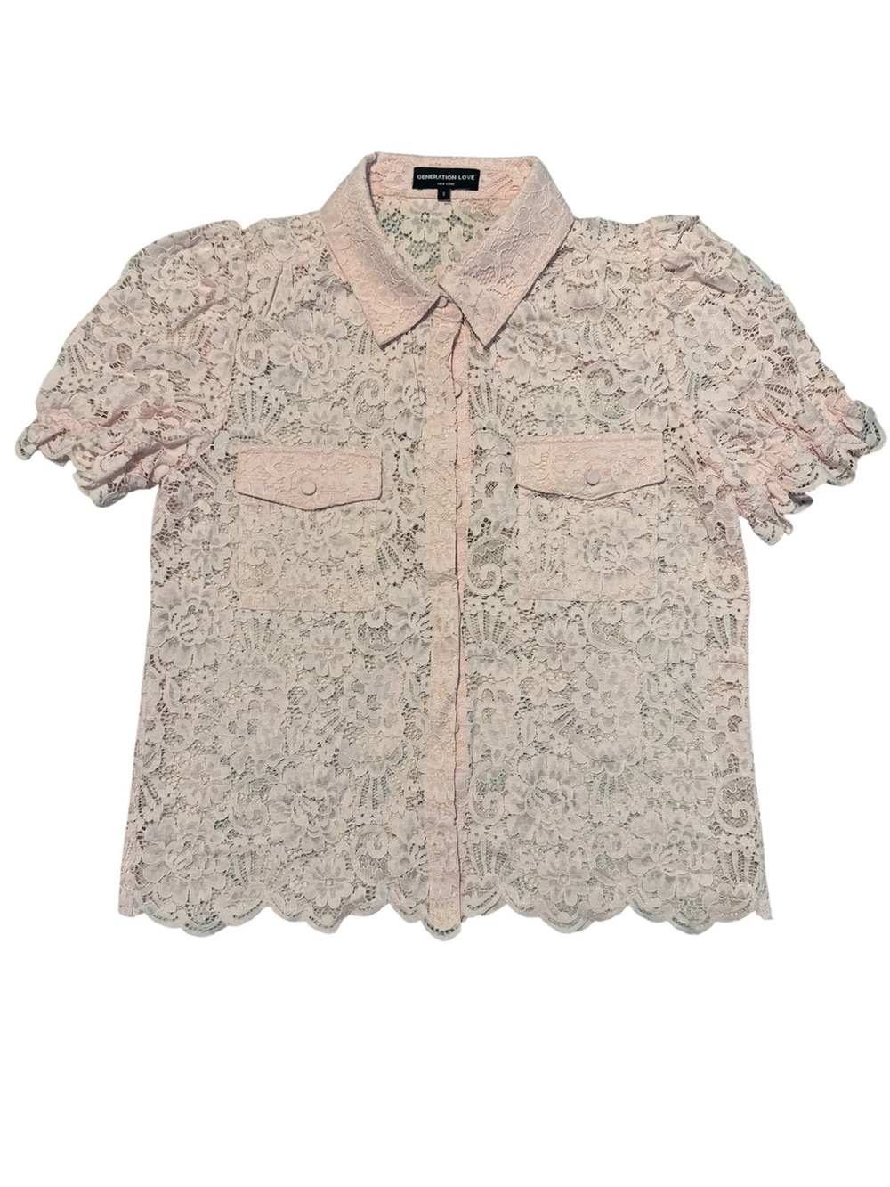 Generation Love- Lace Button-Front Top in soft rose